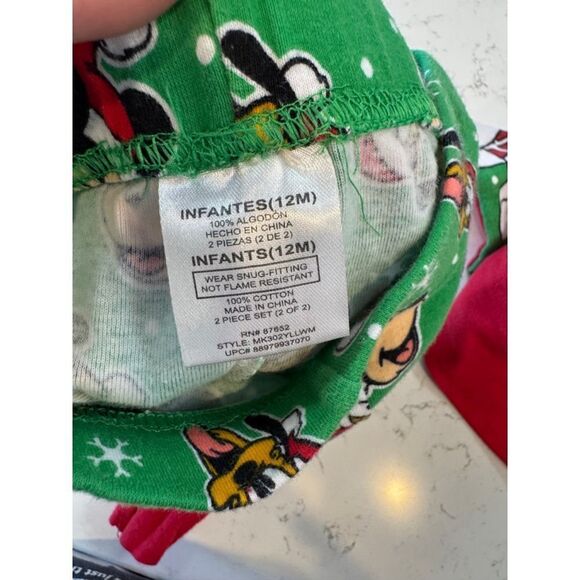 Retro Disney Mickey Mouse Baby Christmas Holiday 2 Piece Pajamas Size 12 Months - Picture 5 of 5